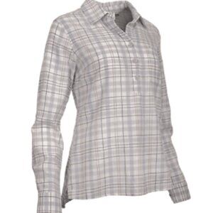 Ridgecut Women's Weekend Popover Peach Blue Plaid-Orange Tunic Size XS